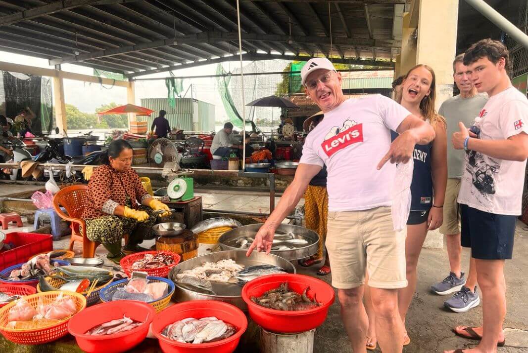 The seafood area of a local market